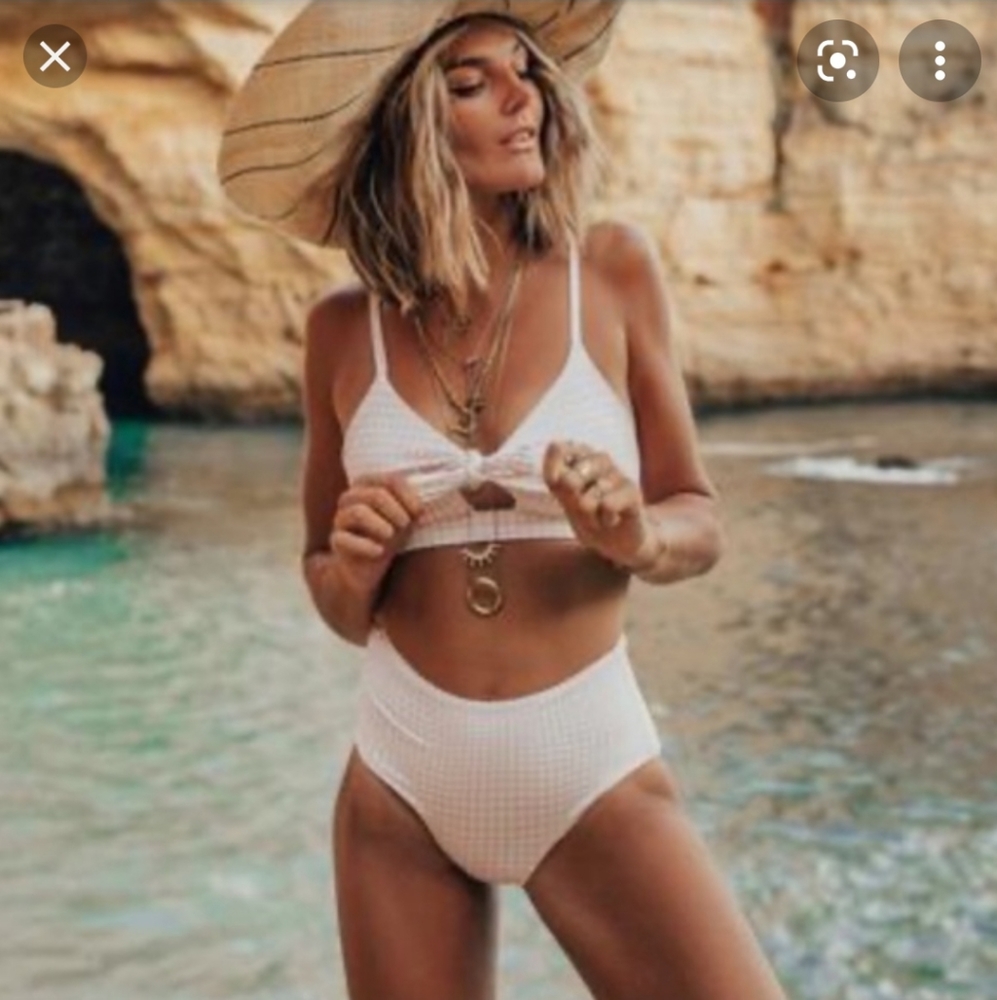 Albion Gingham Check Two Piece Bikini Set Pink